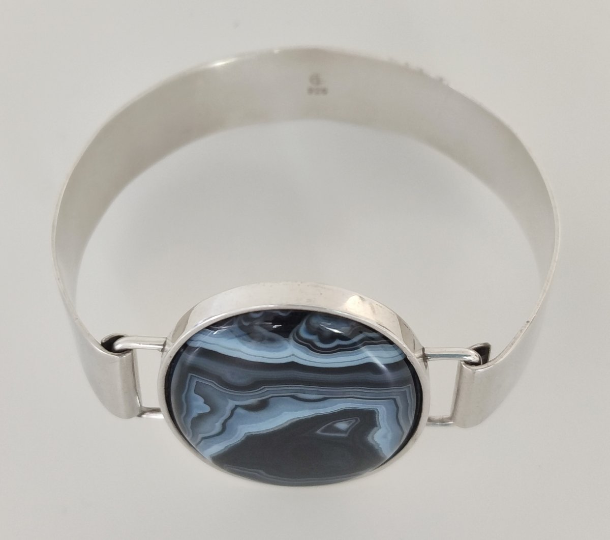 Bracelet en argent massif et agate -photo-1