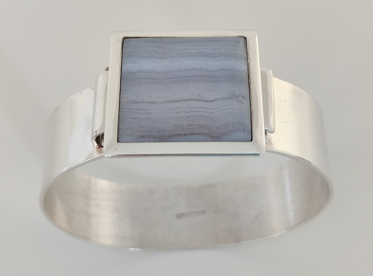 Bracelet en argent massif et agate -photo-4
