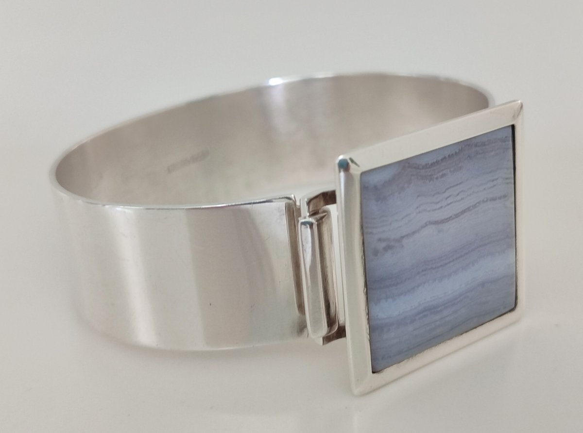 Bracelet en argent massif et agate -photo-1