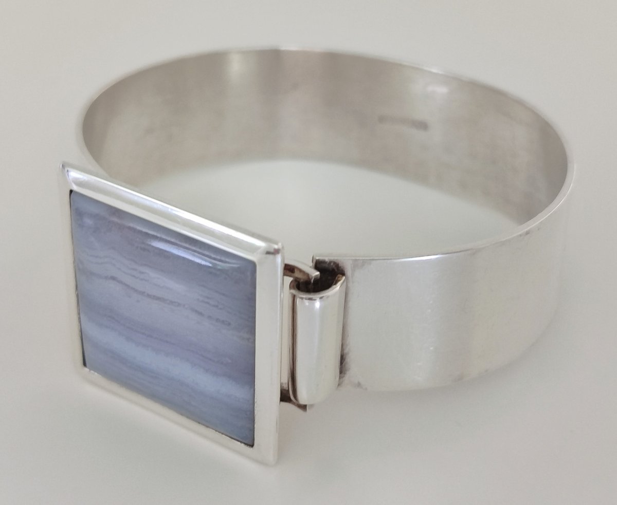 Bracelet en argent massif et agate -photo-2