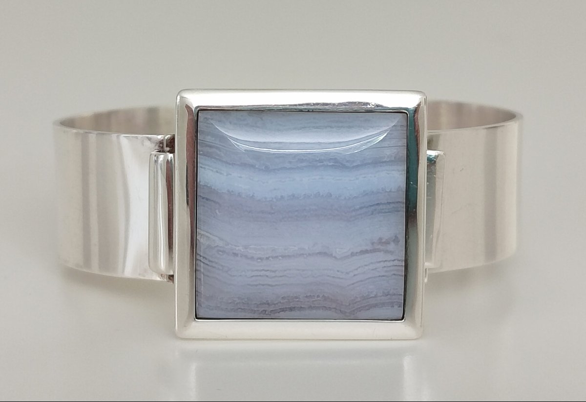 Bracelet en argent massif et agate 