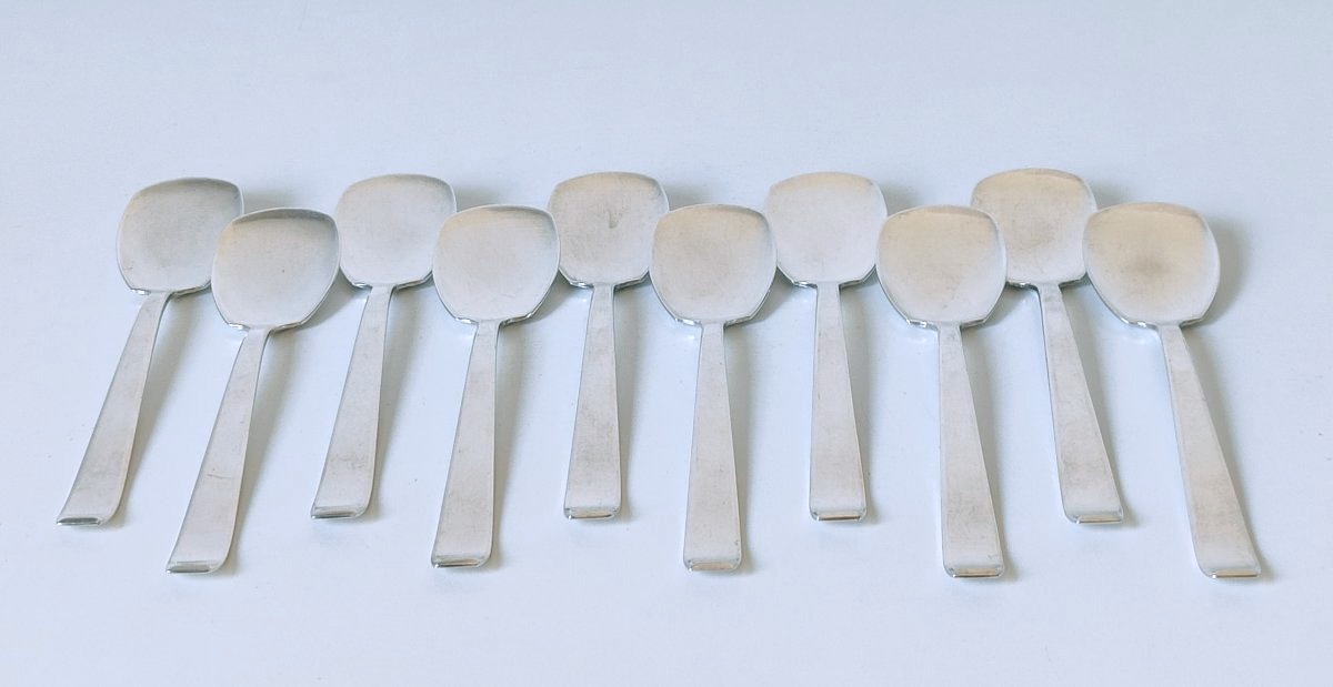 Philippe Wolfers Art Deco Solid Silver Tableware Set, Gioconda Model 31 Pieces-photo-3
