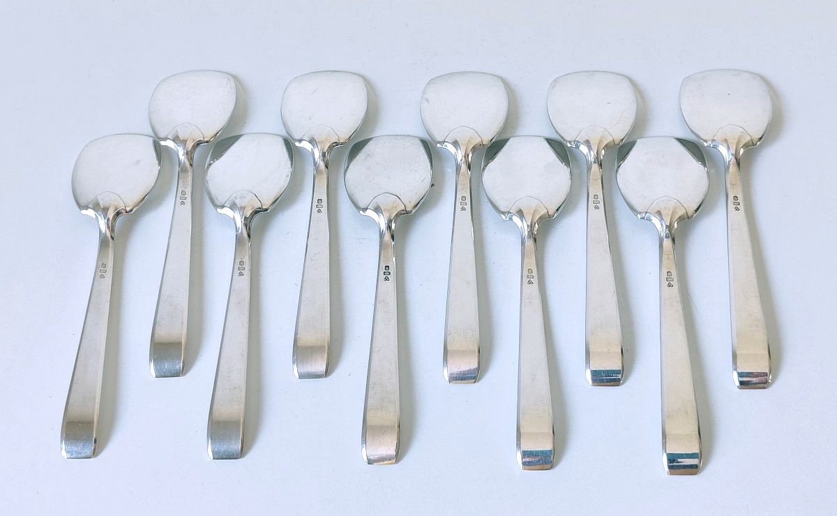 Philippe Wolfers Art Deco Solid Silver Tableware Set, Gioconda Model 31 Pieces-photo-4