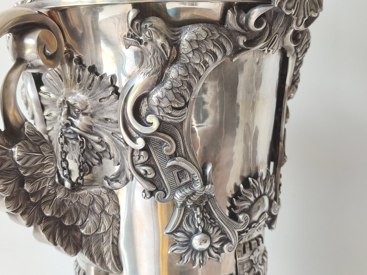 Large Commemorative Cup In Solid Silver By Jean-françois Dufour -photo-3