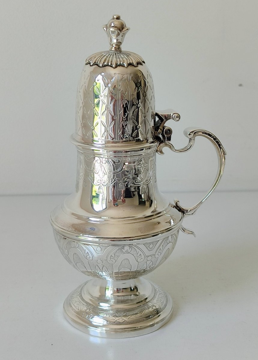 Saupoudreuse et moutardier en argent massif Gand 1719-1722 Jacobus Bruno van Hoorebeke-photo-3