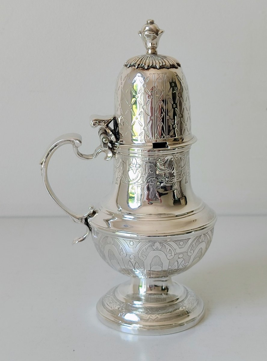 Saupoudreuse et moutardier en argent massif Gand 1719-1722 Jacobus Bruno van Hoorebeke-photo-4