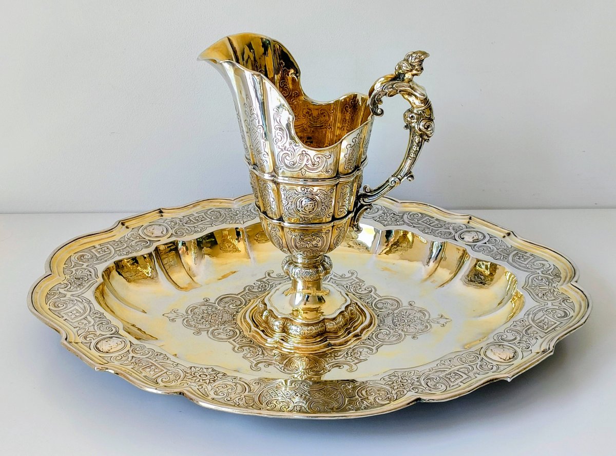Water Pitcher With A Solid Silver Basin, Augsburg, 1725–1730, Johann Ignaz Saler 