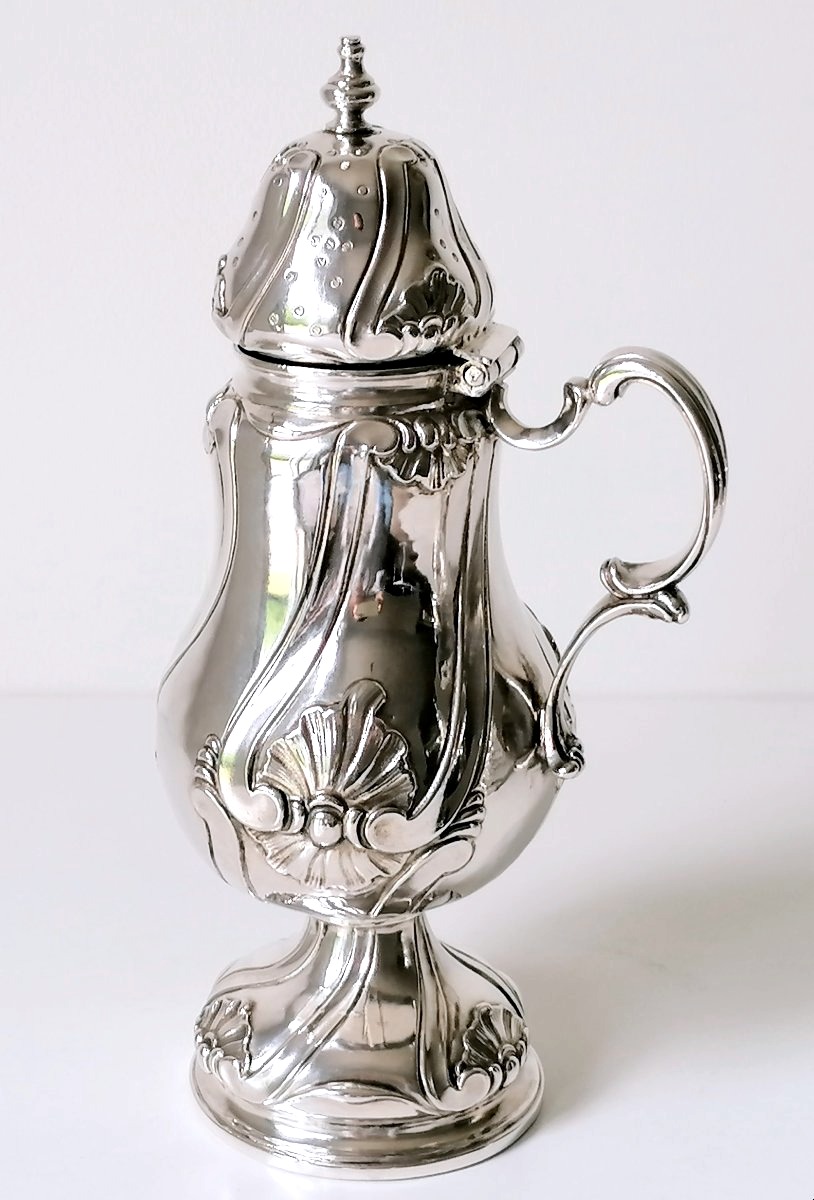 Solid Silver Salt Shaker And Mustard Pot, Antwerp, 1760-photo-3