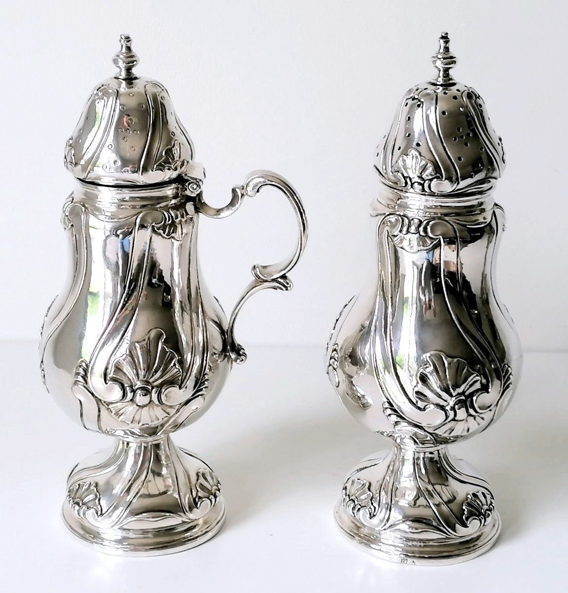 Solid Silver Salt Shaker And Mustard Pot, Antwerp, 1760
