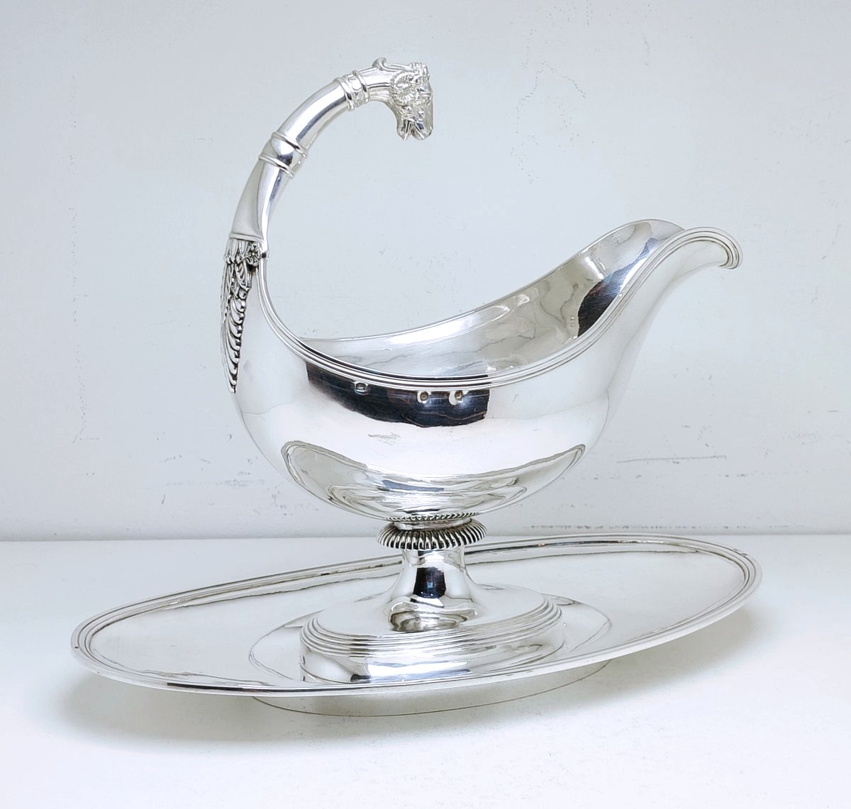 Empire Sauce Boat In Solid Silver Paris 1803-1809 -photo-2