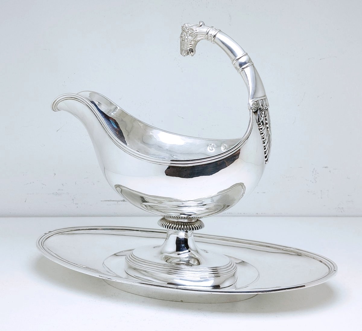 Empire Sauce Boat In Solid Silver Paris 1803-1809 -photo-3