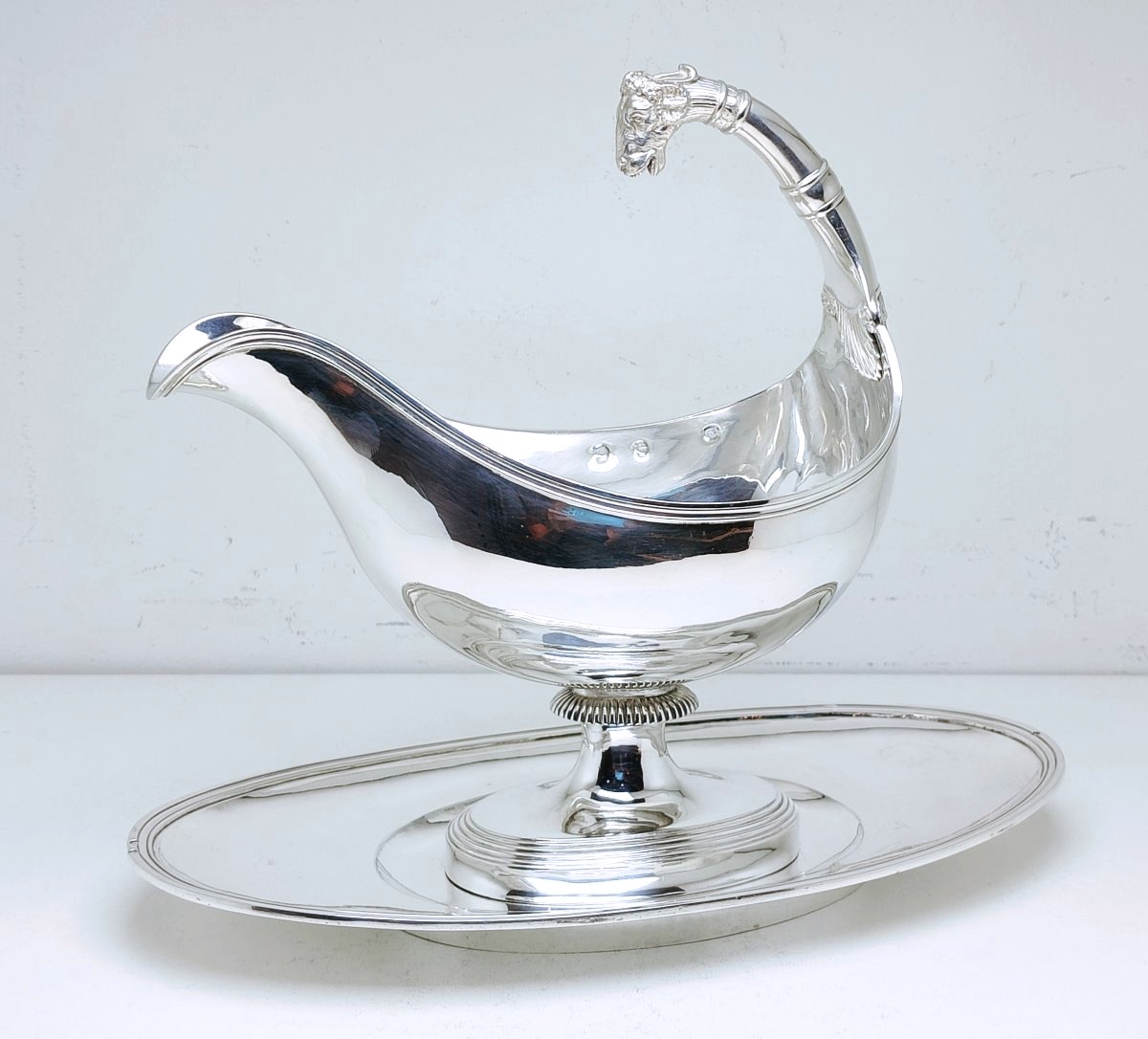 Empire Sauce Boat In Solid Silver Paris 1803-1809 -photo-4