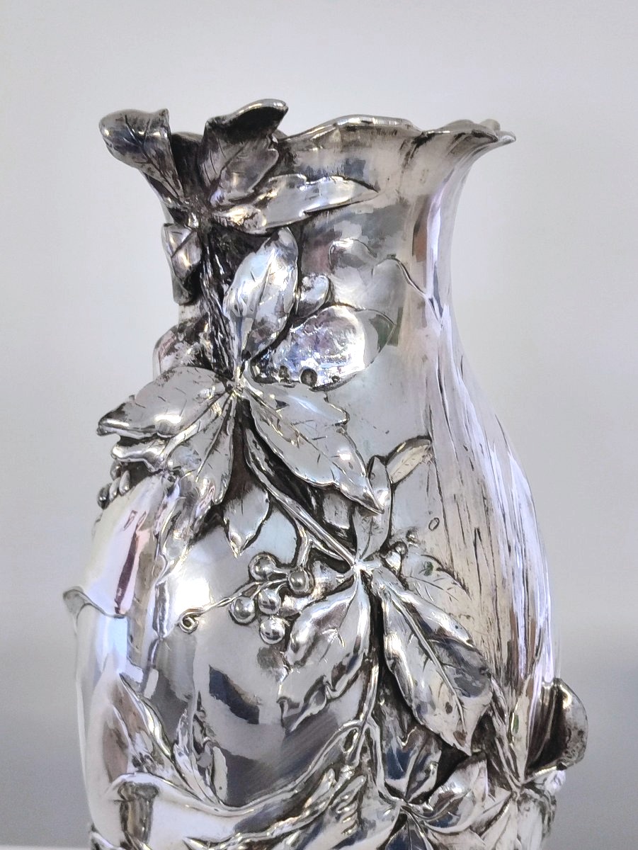 Art Nouveau Silver-plated Vase By Auguste Moreau -photo-5