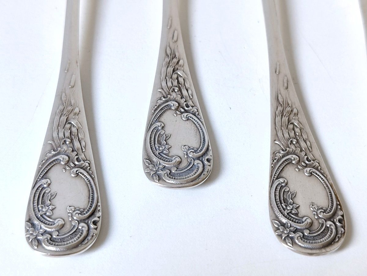 Twelve Solid Silver Ice Cream Spoons -photo-4