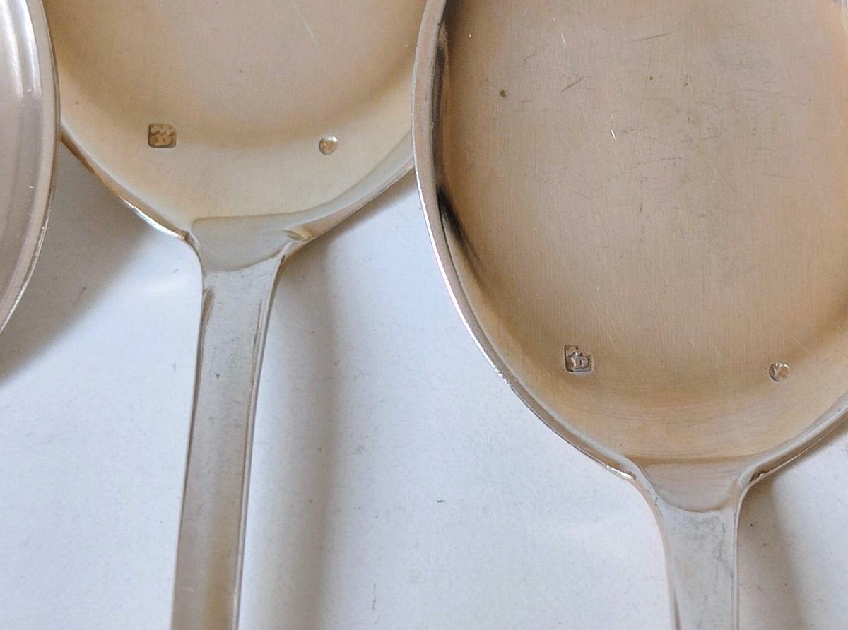 Twelve Solid Silver Ice Cream Spoons -photo-3