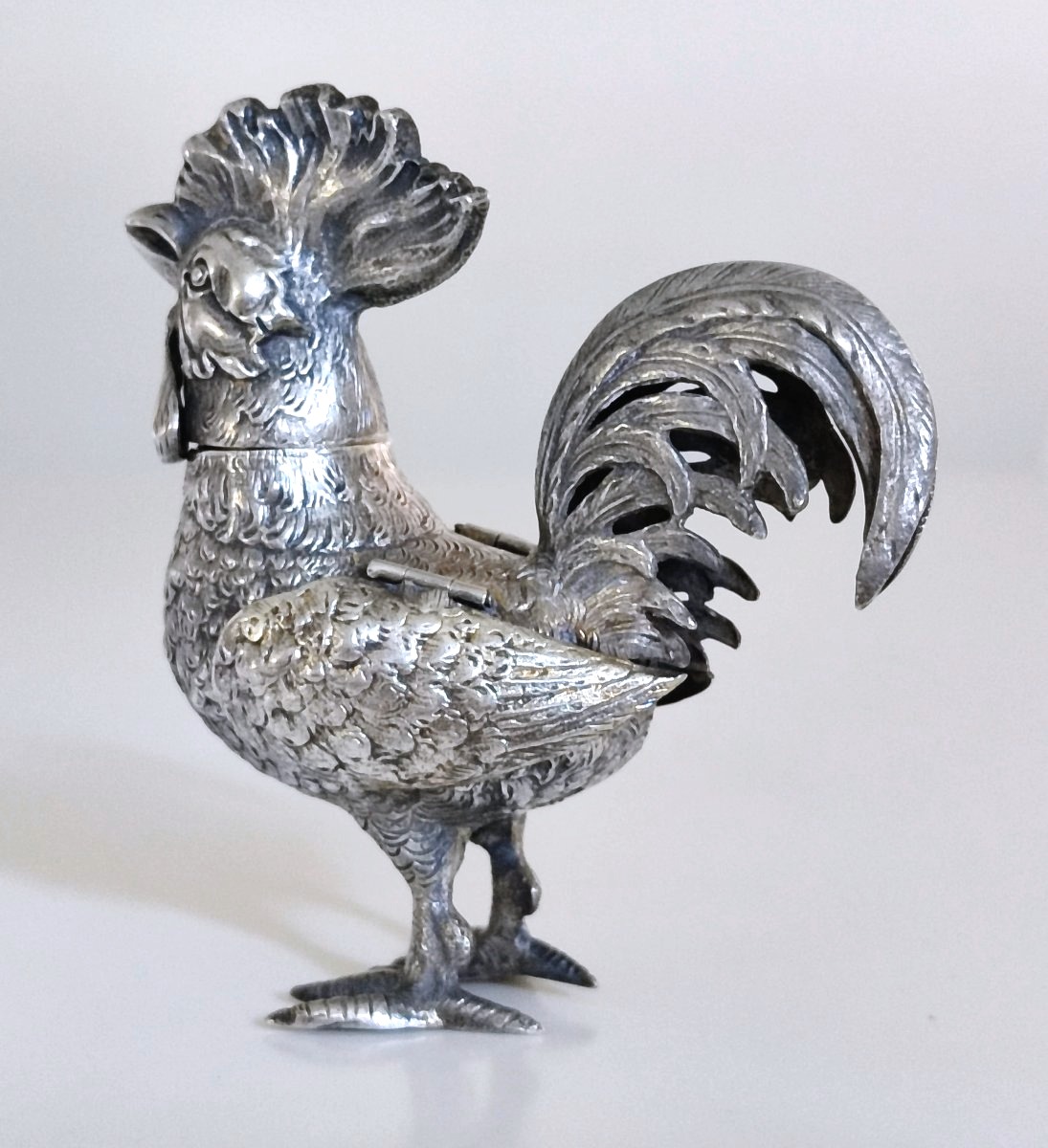 Spice Box Shaped Like A Rooster, Made Of Solid Silver -photo-3