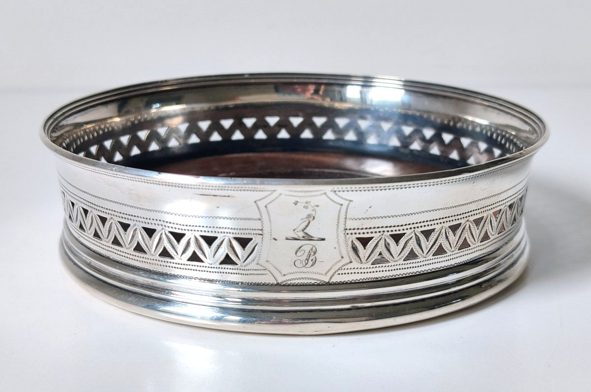 Dessous de bouteille en argent massif Londres 1794