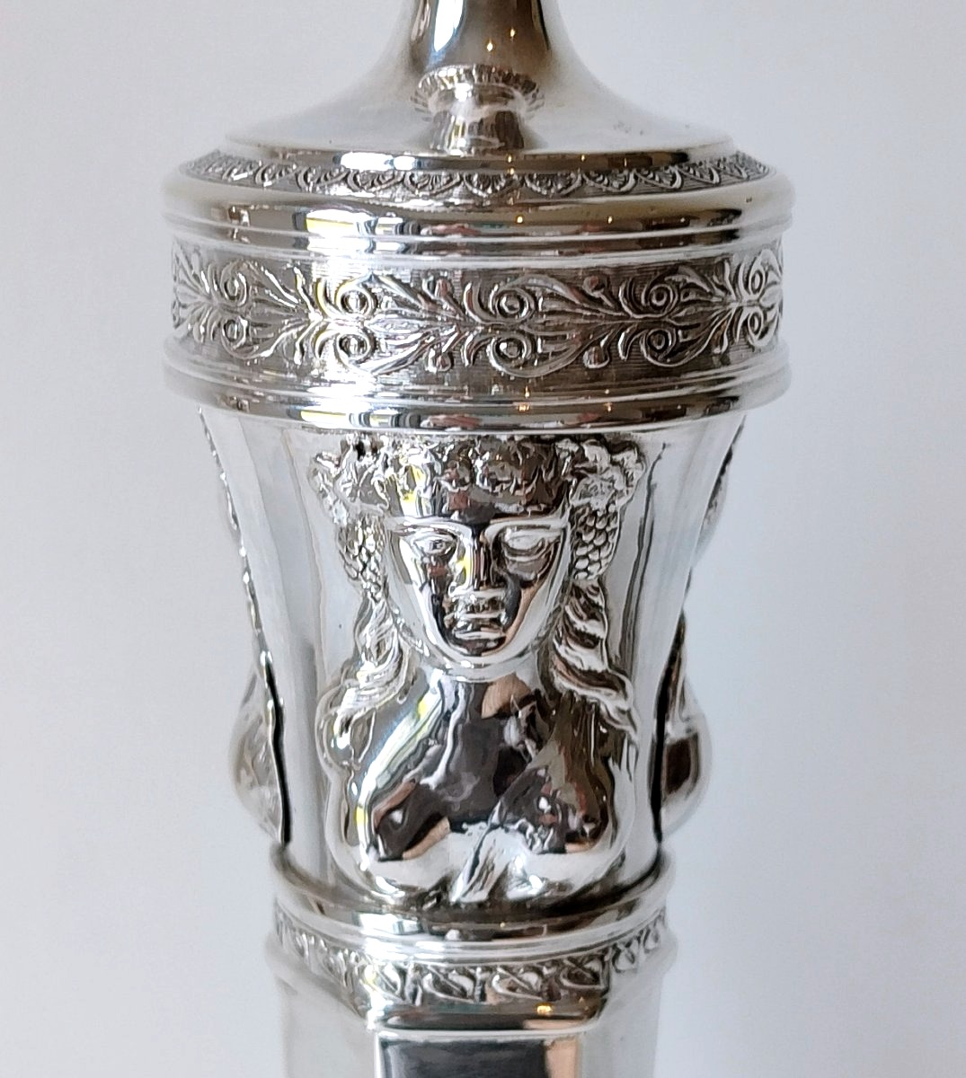 A Pair Of Empire Solid Silver Candlesticks Liège Henri Joseph Lambermont -photo-2