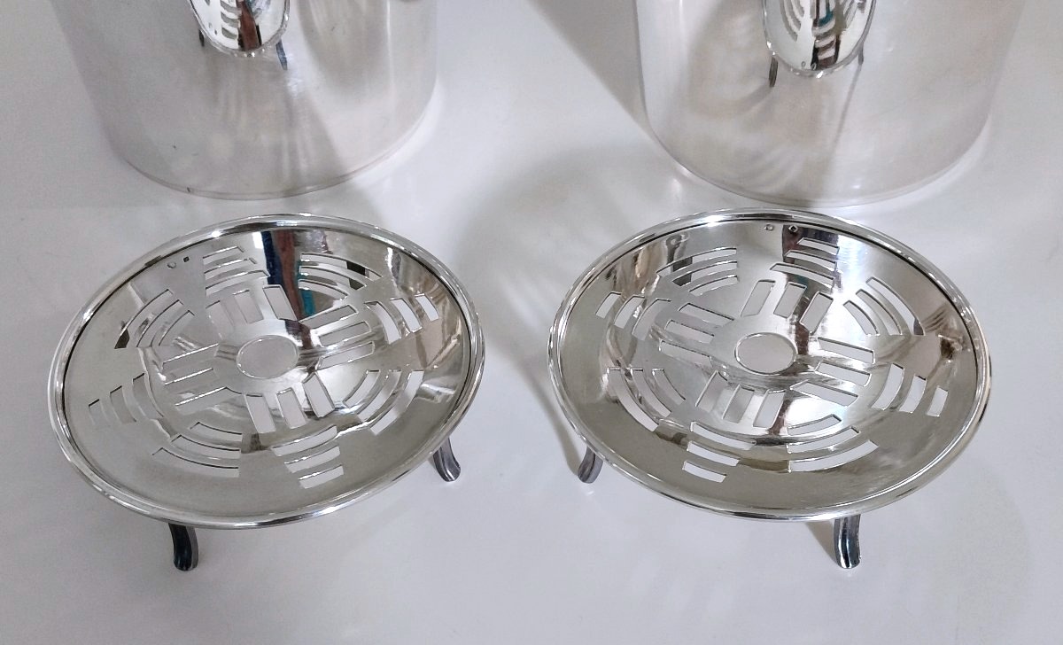 Une paire de seau à glaçons art deco en argent massif Louis Coignet -photo-4