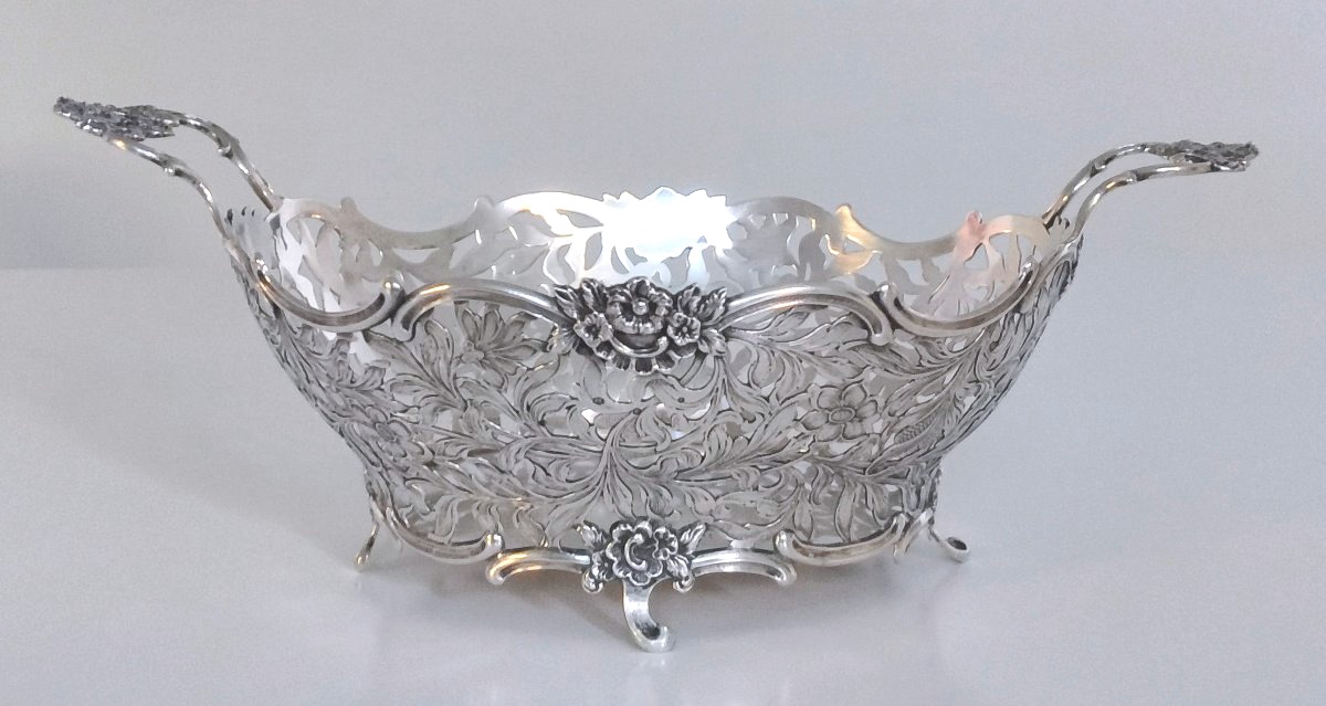 Openwork Solid Silver Basket -photo-3