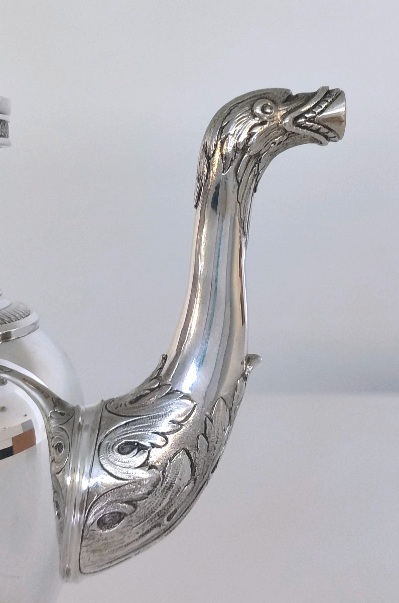 Empire-style Coffee Pot In Solid Silver -photo-3
