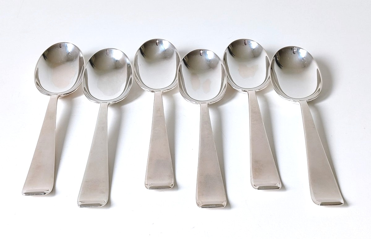 Ménagère art deco en argent massif Philippe Wolfers modèle Gioconda 24 pièces -photo-3