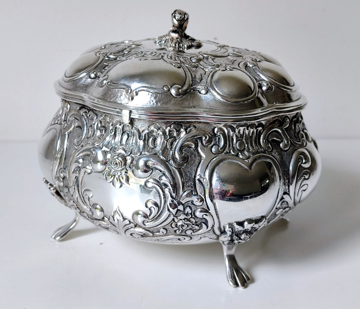 Solid Silver Sugar Box, Biscuit Box-photo-4