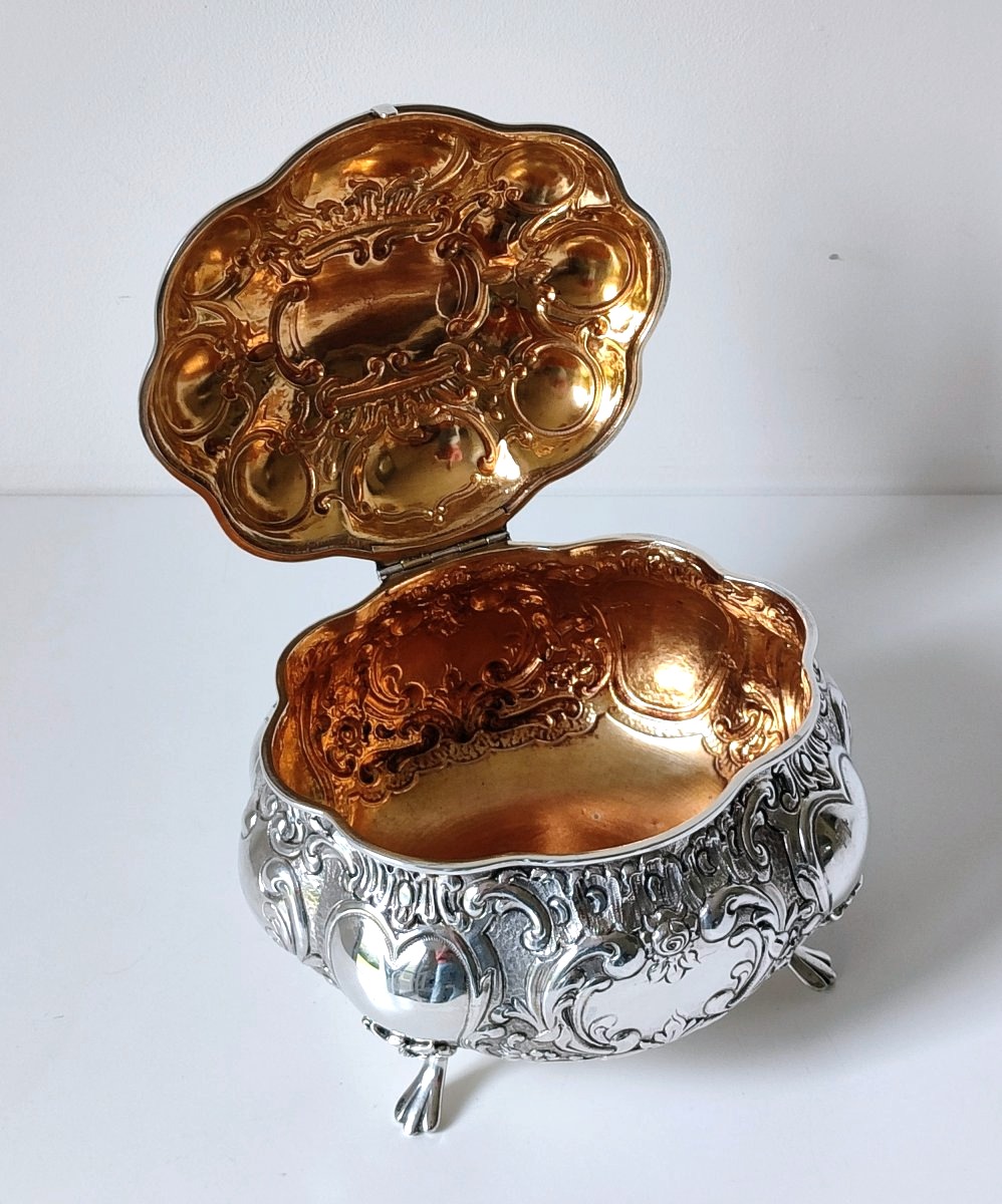 Solid Silver Sugar Box, Biscuit Box-photo-1