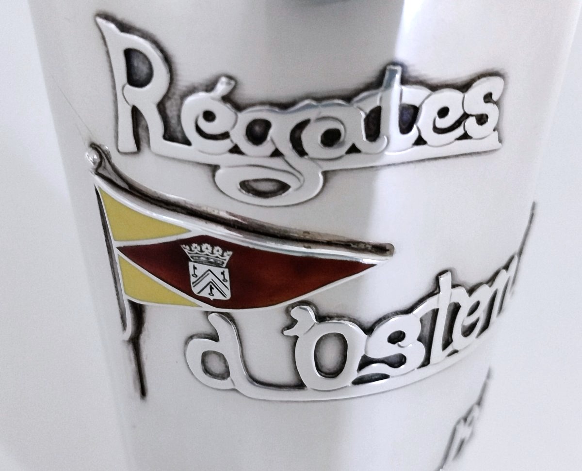 Art Nouveau Timbale Made Of Solid Silver And Enamel, Ostend Regattas 1909, Wolfers -photo-3