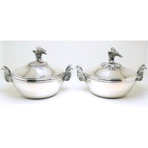 A Pair Of Solid Silver Vegetable Dishes