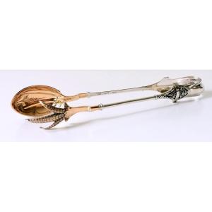 Large Solid Silver Serving Tongs