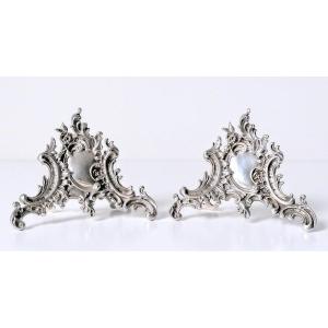 A Pair Of Solid Silver Menu Holders