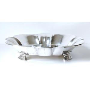 Art Deco Centerpiece In Hammered Solid Silver 