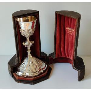 Solid Silver Chalice Inlaid With Six Amethist Stones Dublin 1878