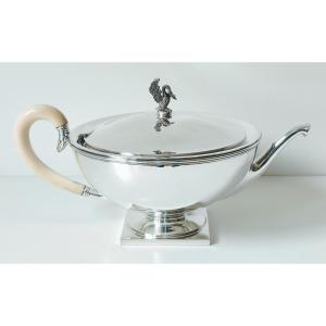 Solid Silver And Ivory Teapot 