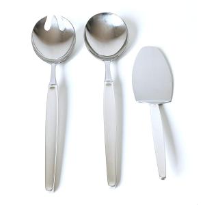 Georg Jensen Solid Silver Serving Cutlery Model Cypress 