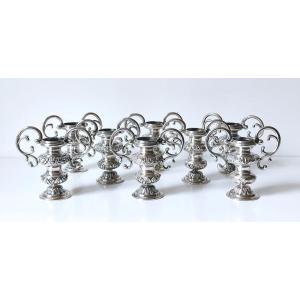 Eight Solid Silver Miniature Altar Vases, Liège, 1730