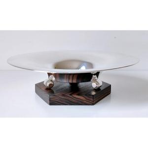 Solid Silver And Rosewood Art Deco Bowl