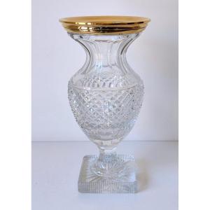 Vase en cristal et argent massif vermeil 