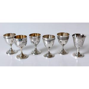 Six coquetiers en argent massif 