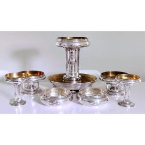 Centre de table art nouveau en argent massif 