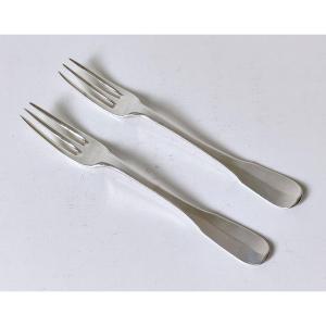Two Dessert Forks In Sterling Silver 1784 Ghent