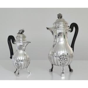 Ensemble de deux cafetières en argent massif Bruxelles 18ème siècle 