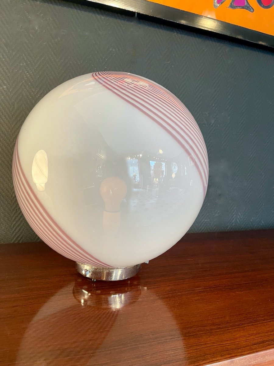 Lampe Sphère En Verre De Murano Par Paolo Venini-photo-4