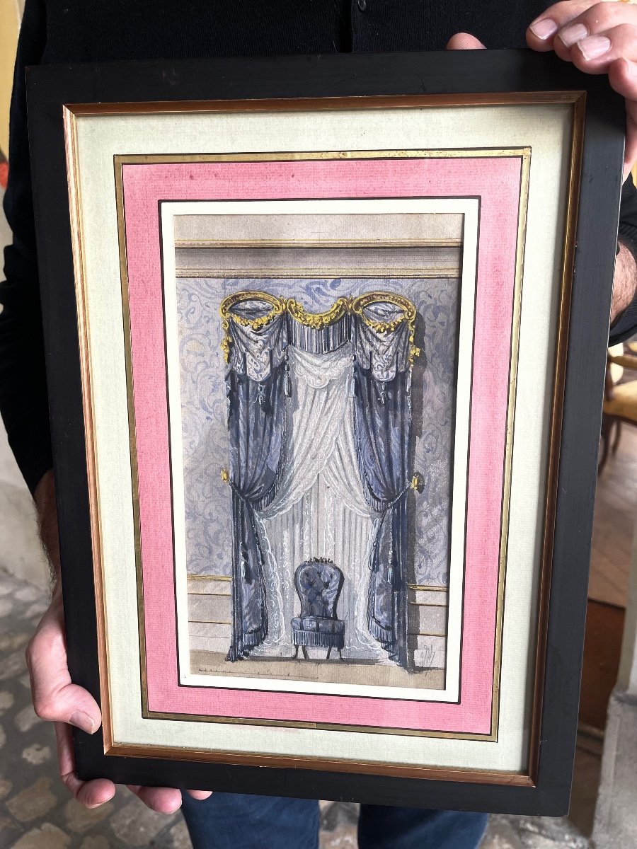 Tableau Aquarelle  sur papier  Projet De Décoration   Napoleon III - 19e Siècle -photo-2