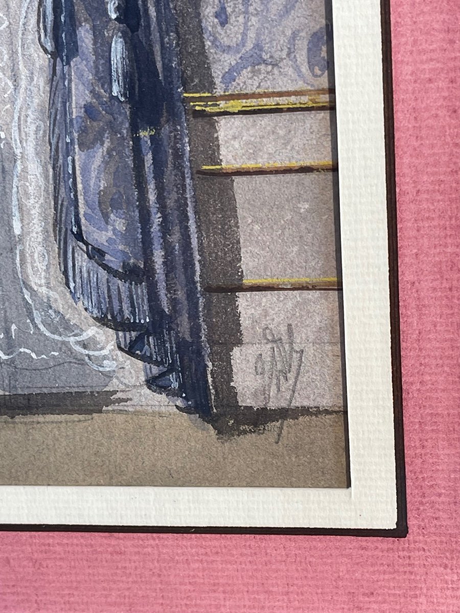 Tableau Aquarelle  sur papier  Projet De Décoration   Napoleon III - 19e Siècle -photo-3