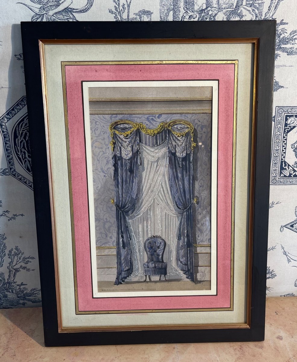 Tableau Aquarelle  sur papier  Projet De Décoration   Napoleon III - 19e Siècle -photo-4