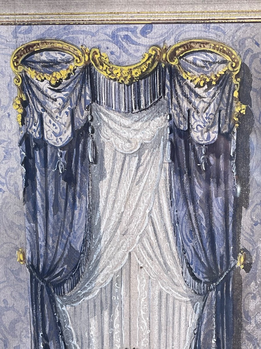 Tableau Aquarelle  sur papier  Projet De Décoration   Napoleon III - 19e Siècle -photo-2