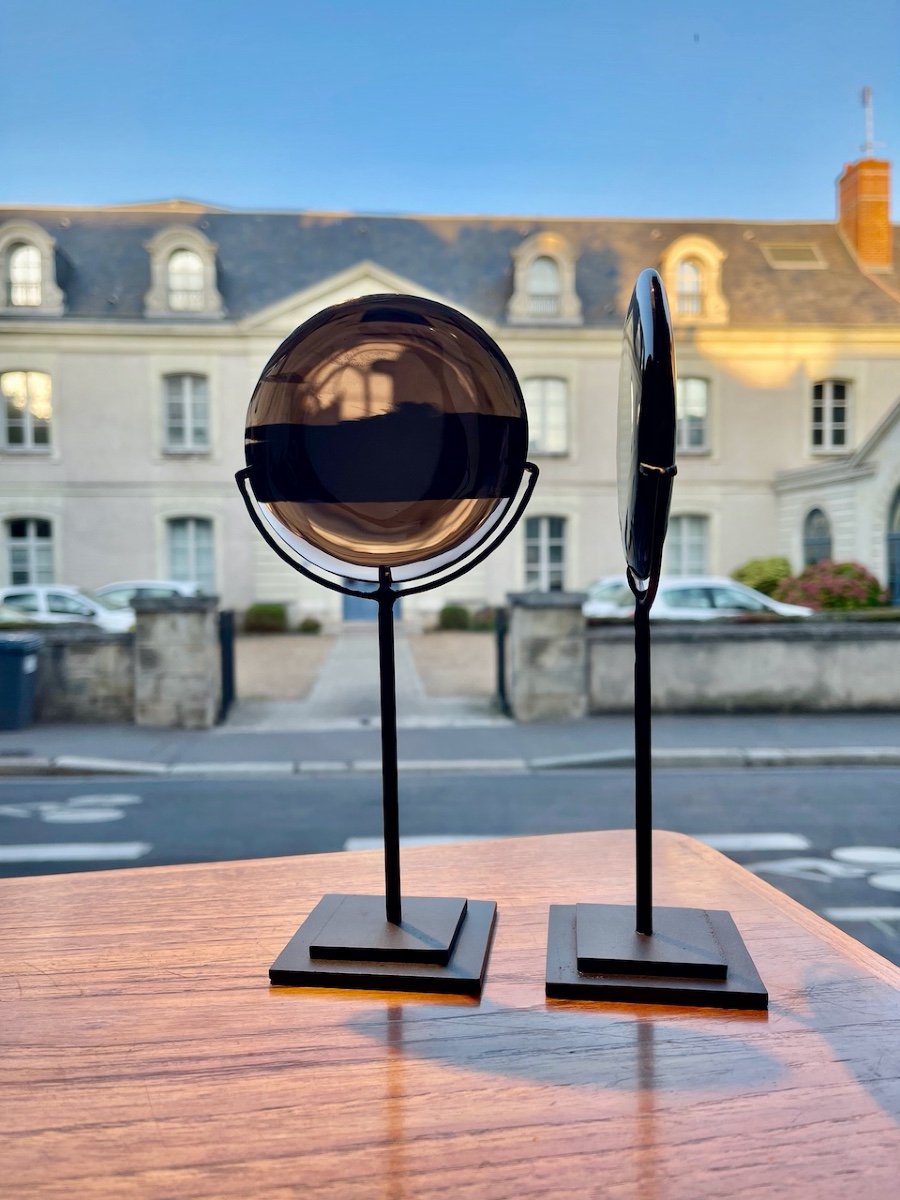 Minéral - Pierre d'Obsidienne - Lentille Montée Sur Socle - Gisement d'Arménie-photo-2