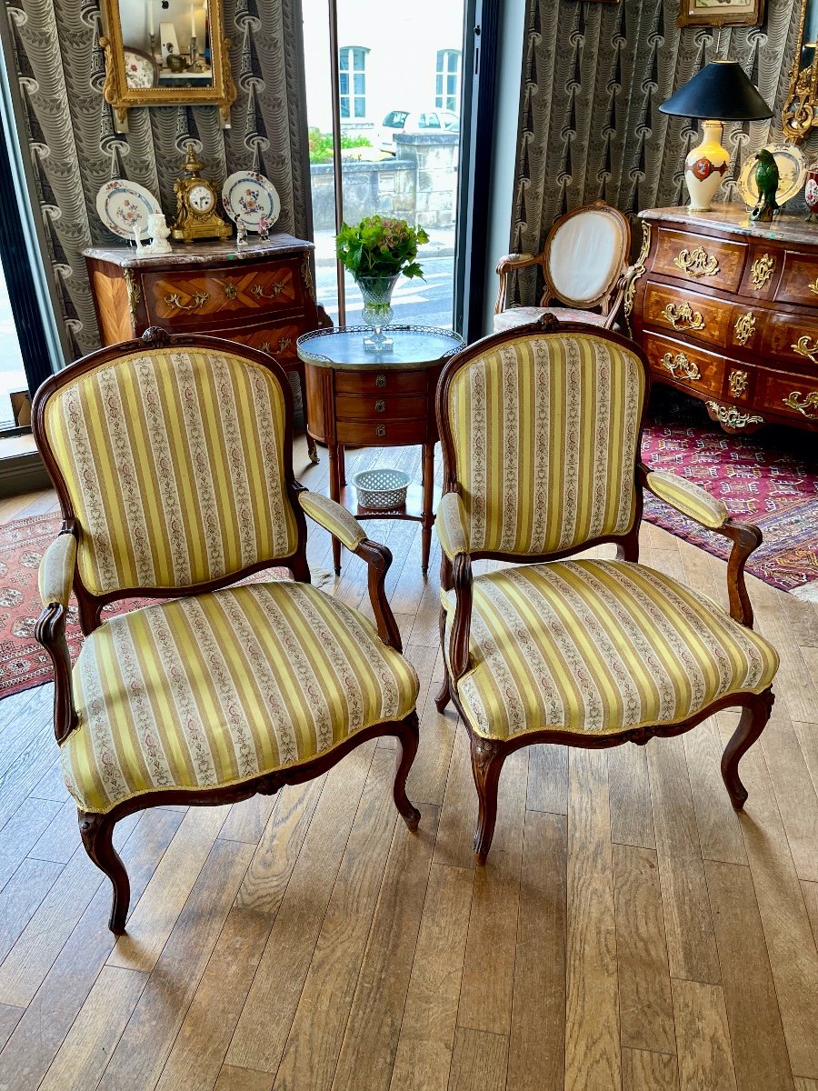 Pair Of Louis XV Period Flat Back Armchairs - 18th Century-photo-2